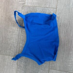 Stylish Blue Ribbed Tank Top